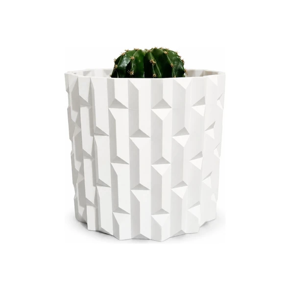 Geometrik Tasarım Dekoratif Saksı 20 cm | Modern Minimal Bitki Saksısı | Ev & Ofis Dekoru ürün görseli 1