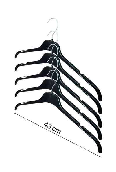 Plastik Elbise Askısı, Gömlek Askısı, T-Shirt Askısı, Siyah Renk, 10 Adet ürün görseli 1