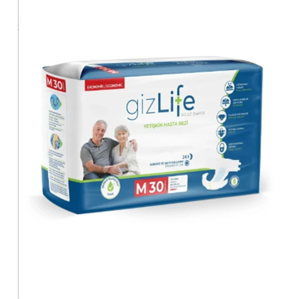 Gizlife belbantlı hasta bezi medium120 adet ürün görseli 1