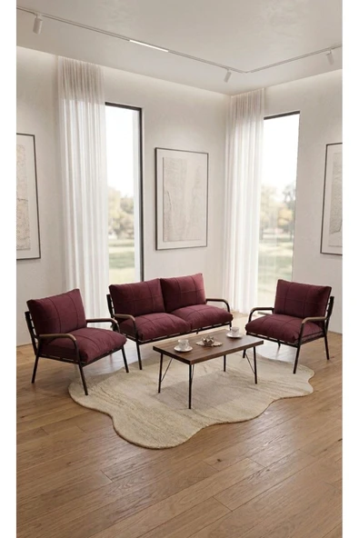 Balkon, Bahçe, Cafe Metal Koltuk Takımı 2 1 1 Sehpalı 50X80 ürün görseli 1