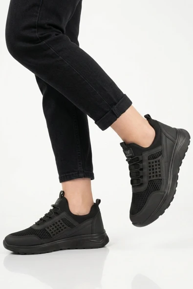 Siyah Fileli Unisex Spor Ayakkabı ürün görseli 1
