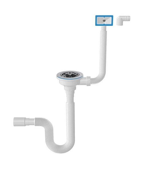 KÖRÜKLÜ SİFON LÜX ÇÖP MAK ( METAL BİLYALI ) TAŞMALI - SÜZGÜ Ø 110 mm - Ø 32 LİK ÇIKIŞLI ürün görseli 1