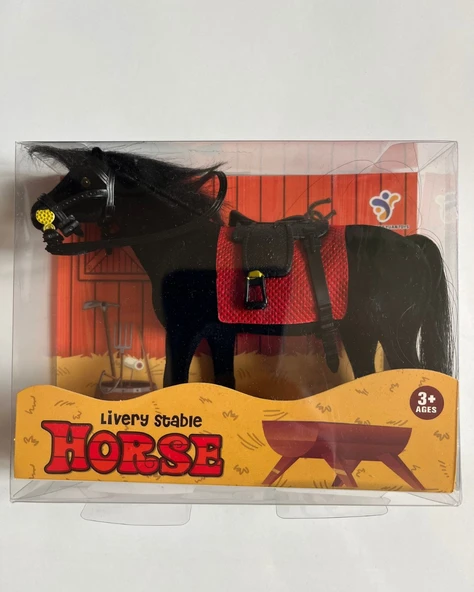 Floklu At Hayvan Oyuncak | Siyah At | Horse Kaliteli ve Gösterişli At | 14 Cm x 11 Cm ürün görseli 1