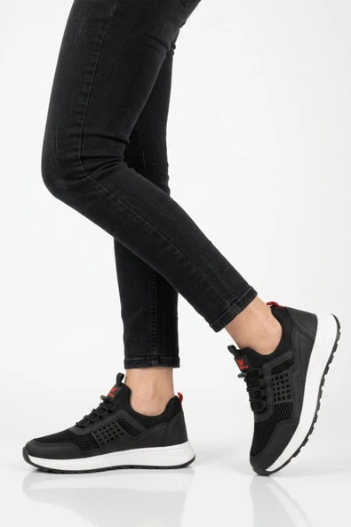 Siyah Beyaz Fileli Unisex Spor Ayakkabı ürün görseli 1