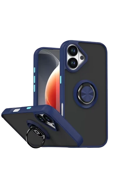 Newface Apple iPhone 17 Montreal Yüzüklü Silikon Kapak - Lacivert ürün görseli 1