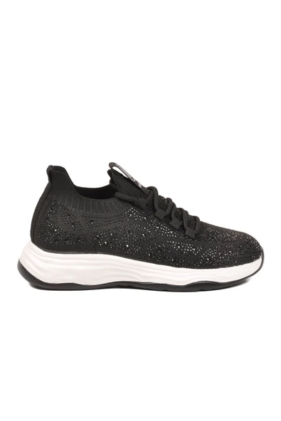 Siyah Anorak Bağcıklı Kadın Sneaker - Resim 2