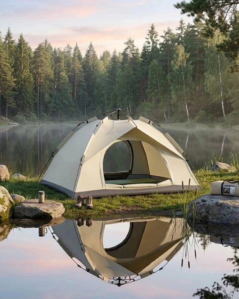 2 3 Kişilik Otomatik Kamp Çadırı Suya Dayanıklı Çift Astarlı Outdoor Çadır ürün görseli 1