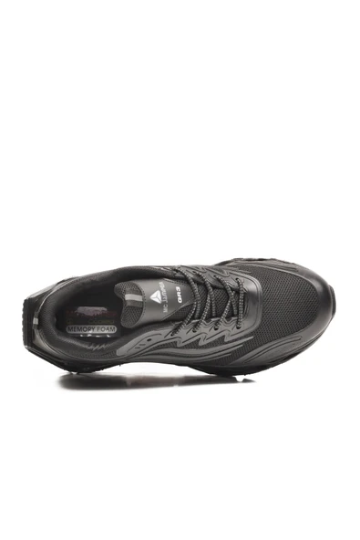 Siyah Memory Foam Bağcıklı Erkek Sneaker - Resim 4