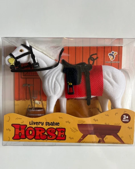 Floklu At Hayvan Oyuncak | Beyaz At | Horse Kaliteli ve Gösterişli At | 14 Cm x 11 Cm ürün görseli 1