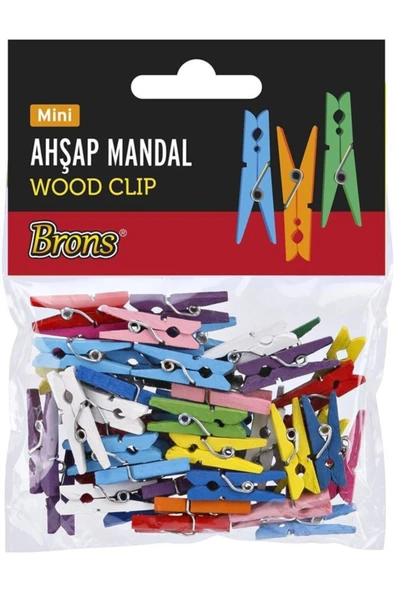 Brons Br-908 Mini Renkli Ahşap Mandal ürün görseli 1