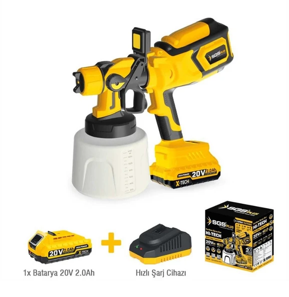 Sgs PLUS SGS5460 20 Volt 2 Amper Akülü Boya Püskürtme Tabanca Makinası ürün görseli 1