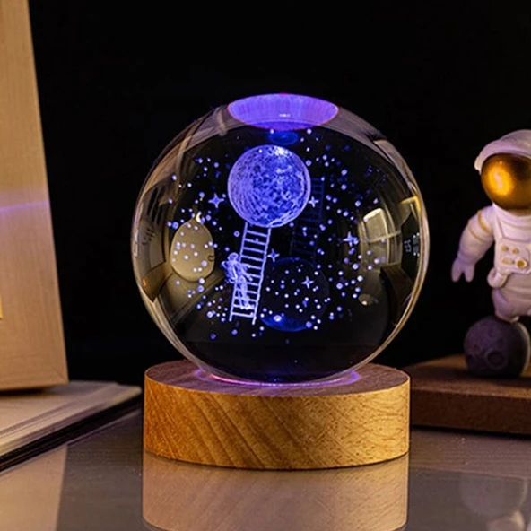 Aya Çıkan Astronot Tasarım Cam Küre ürün görseli 1