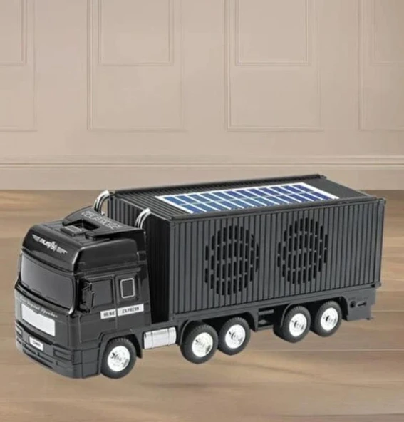 TIR Model Kablosuz Hoparlör TF Kart USB Bluetooth FM Radyo Aux Destekli Bluetooth Speaker GÜNEŞ ENERJİLİ siyah ürün görseli 1