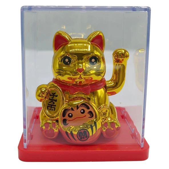 Maneki Neko El Sallayan Mini Şans Kedisi Gold Solar Güneş Enerjili 5x5cm S3GLD03 ürün görseli 1