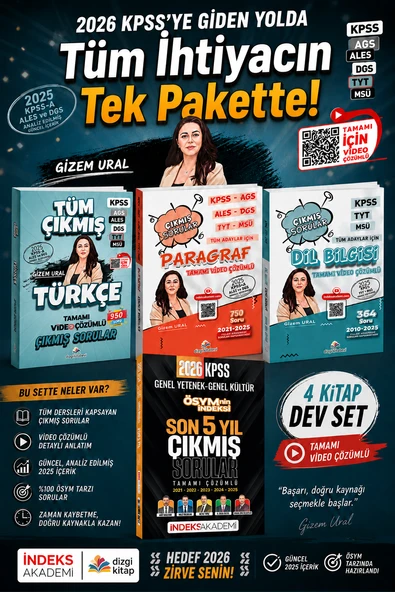 İndeks 2026 KPSS Genel Yetenek Genel Kültür ÖSYM nin İndeksi Çıkmış Sorular Son 5 Yıl & Paragraf Çıkmış Dil Bilgisi Çıkmış Türkçe Çıkmış Dizgi Kitap Seti ürün görseli 1