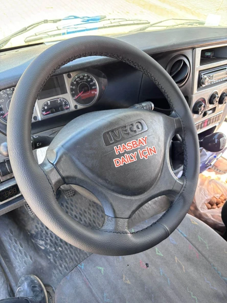 DİKİŞLİ DİREKSİYON KILIFI SİYAH DERİ SİYAH DİKİŞLİ IVECO DAİLY SADECE BU DİREKSİYON İÇİN ürün görseli 1