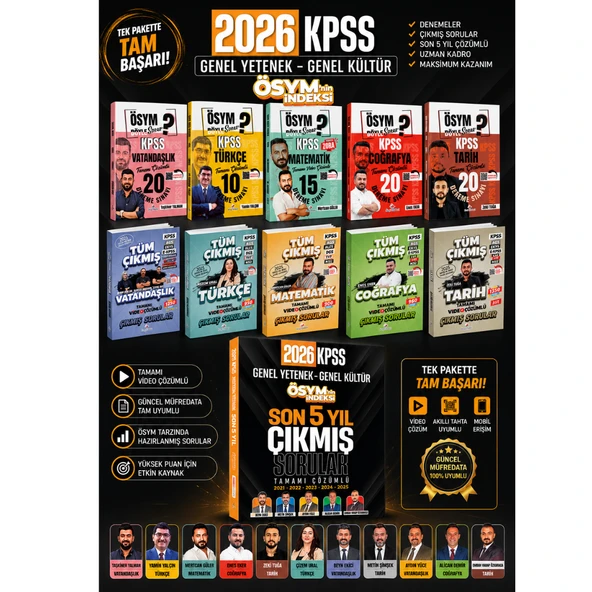 Dizgi Kitap 2026 KPSS Tüm Dersler Deneme Sınavı & KPSS Tüm Dersler Çıkmış Sorular & KPSS Son 5 Yıl Çıkmış Sorular İndeks Akademi Seti ürün görseli 1