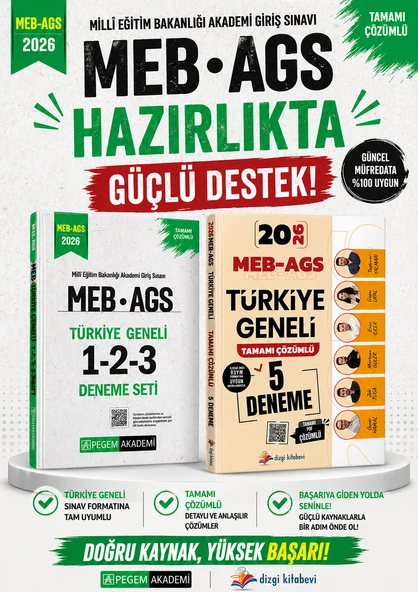 Pegem 2026 MEB AGS Türkiye Geneli 1-2-3 (3'lü Deneme Seti) & Dizgi Kitap MEB AGS Türkiye Geneli 5 Deneme Seti ürün görseli 1