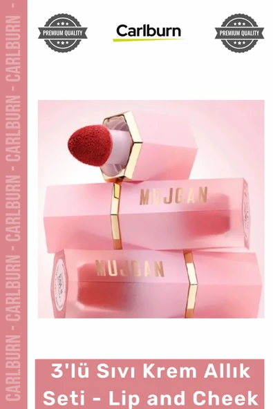 #MakyajSeti Premium Sıvı Krem Allık Dudak Yanak Lip and Cheek Suya Dayanıklı Makyaj 3'lü Set ürün görseli 1