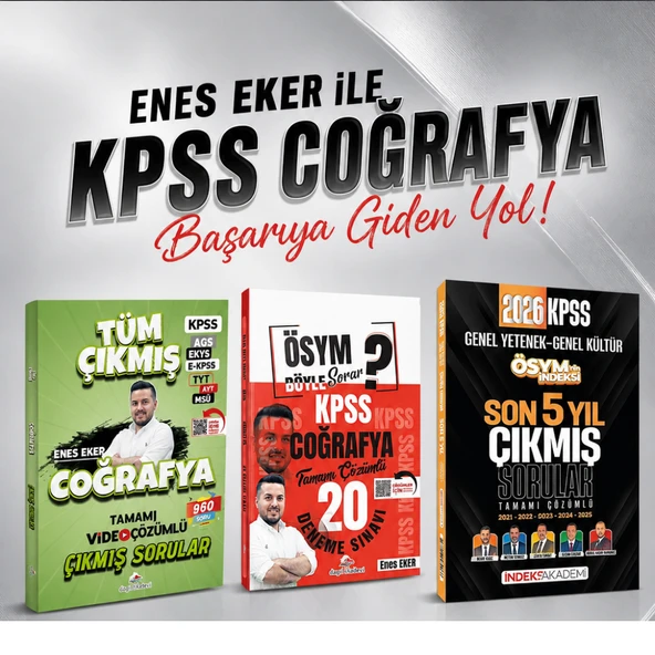 Dizgi Kitap 2026 Coğrafya Tüm Sınavlar Çıkmış Sorular & KPSS Coğrafya Tamamı 20 Deneme & KPSS ÖSYM nin İndeksi Çıkmış Sorular Son 5 Yıl İndeks Akademi Seti ürün görseli 1