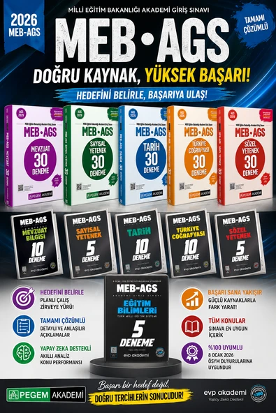 Pegem 2026 MEB AGS Tüm Dersler Deneme Seti & EVP Akademi MEB AGS Tüm Dersler Deneme Seti ürün görseli 1