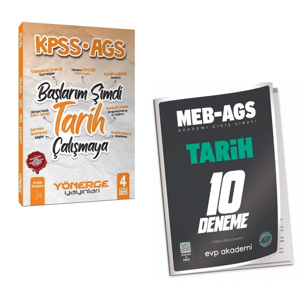 Yönerge KPSS MEB-AGS Başlarım Şimdi Tarih Çalışmaya Pratik Anlatım & MEB-AGS Tarih 10 Deneme Çözümlü EVP Akademi Seti ürün görseli 1