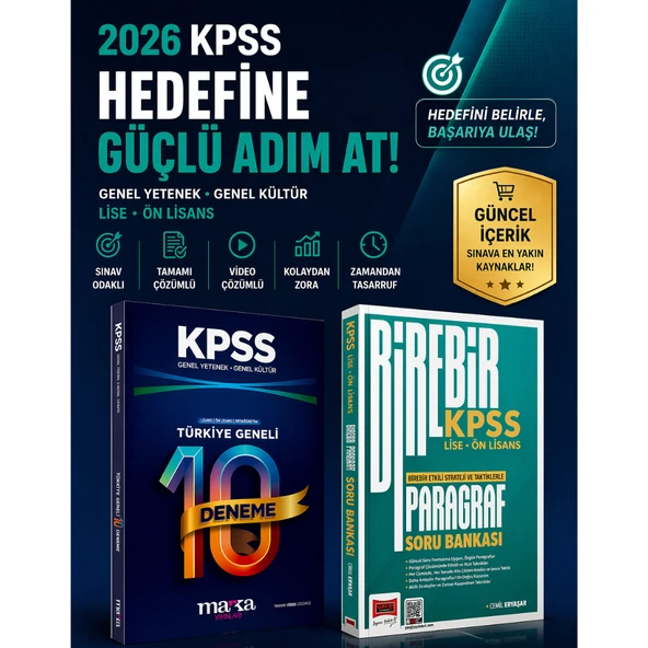 Marka Yayınları KPSS Ön Lisans Türkiye Geneli 10 Deneme & Birebir KPSS Lise - Ön Lisans Paragraf Soru Bankası Yargı Yayınları Seti ürün görseli 1
