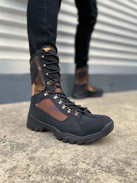 JY999 Strike Bağcıklı Ortopedik Taban Günlük Cilt Erkek Askeri Postal Bot CST Siyah/Haki ürün görseli 1