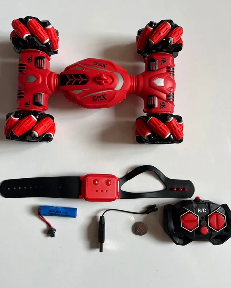Uzaktan Kumandalı El Kontrollü 2.4G Şarjlı ve Işıklı 25 Cm Araba | Full Fonksiyonlu Kırmızı Renkli Araba | 360 Derece Dönebilen Araba | Yan Giden ürün görseli 1
