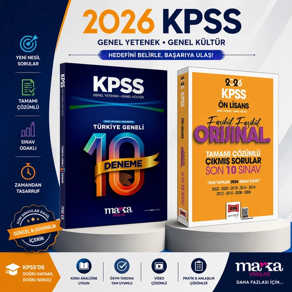 Marka Yayınları KPSS Ön Lisans Türkiye Geneli 10 Deneme & Yargı Yayınları KPSS Ön Lisans Çıkmış Son 10 Sınav Seti ürün görseli 1