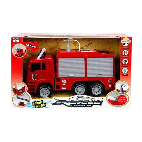66110 Maxx Wheels Sesli ve Işıklı Su Fışkırtan İtfaiye Aracı 24 cm ürün görseli 1