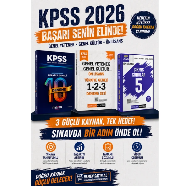 Marka Yayınları KPSS Genel Yetenek Genel Kültür Türkiye Geneli 10 Deneme & Ön Lisans Türkiye Geneli 3 Deneme & Çıkmış Sorular Seti ürün görseli 1