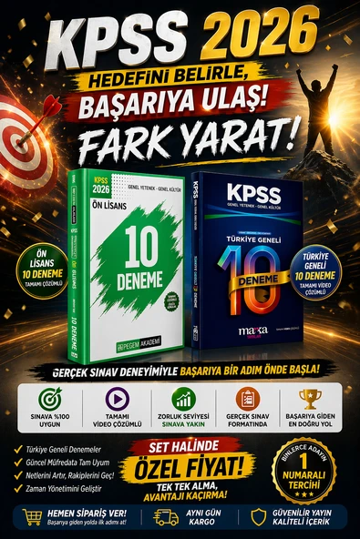 Marka Yayınları KPSS Genel Yetenek Genel Kültür Türkiye Geneli 10 Deneme + Pegem KPSS Ön Lisans 10 Deneme Seti ürün görseli 1