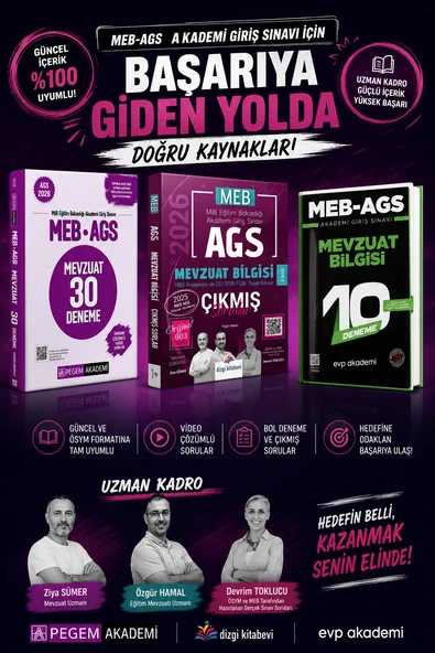 Dizgi Kitap 2026 MEB AGS Mevzuat Bilgisi Çıkmış Sorular & Pegem MEB AGS Mevzuat Deneme & EVP Akademi Mevzuat Deneme Seti ürün görseli 1