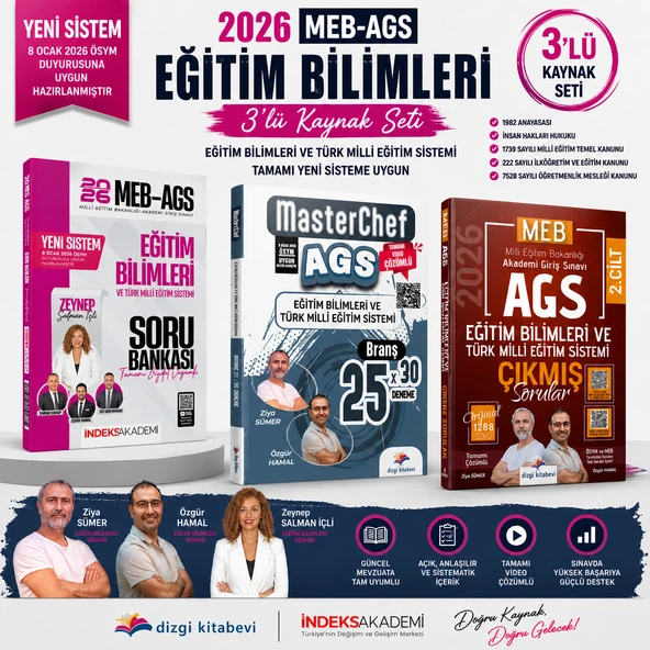 İndeks 2026 MEB-AGS Eğitim Bilimleri ve Türk Milli Eğitim Sistemi Soru Bankası & AGS Eğitim Bilimleri 25 Deneme & Çıkmış Sorular Dizgi Kitap Seti ürün görseli 1