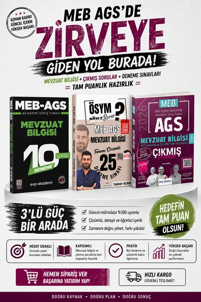 Dizgi Kitap 2026 MEB AGS Mevzuat Bilgisi Çıkmış Sorular & MEB AGS Mevzuat Bilgisi Deneme Evp Akademi Seti ürün görseli 1