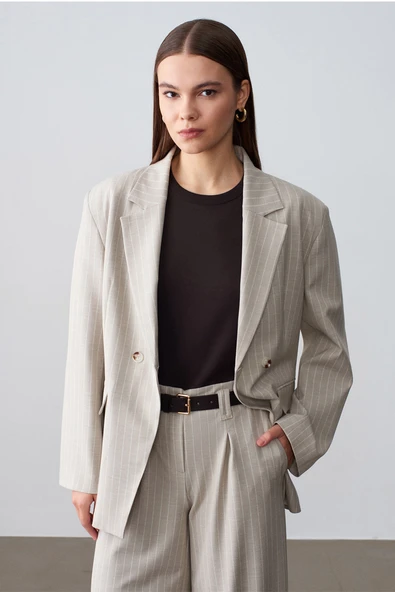60803 DİLVİN YAN DÜĞMELİ BLAZER CEKET - Resim 3