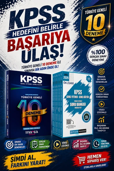 Pegem 2026 KPSS Ön Lisans Soru Bankası Modüler Set (5 Kitap) & KPSS Ön Lisans Türkiye Geneli 10 Deneme Marka Yayınları Seti ürün görseli 1