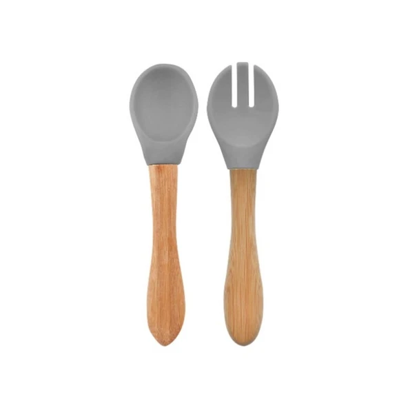 Mama Kaşığı ve Çatal Seti Powder Grey ürün görseli 1