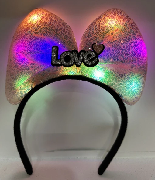 Led Işıklı 3 Farklı FonNessiWorldiyonda Yanan Toz Pembe Fiyonk Taç 20X17 cm ürün görseli 1