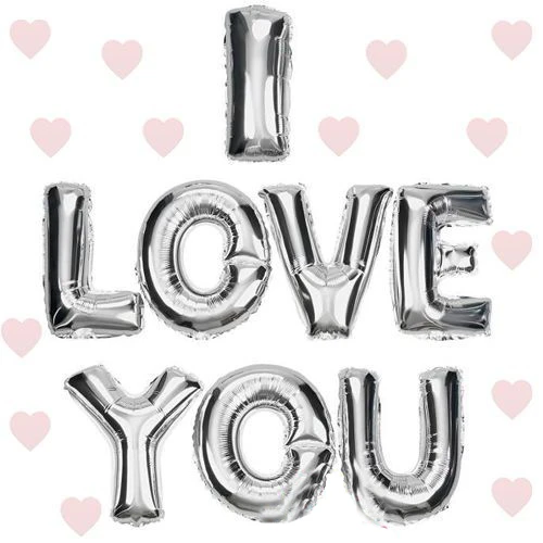 I Love You Folyo Balon Gümüş Renk 35 CM ürün görseli 1