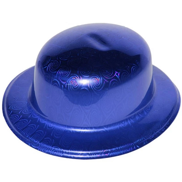 Mavi Renk Hologramlı Plastik Yuvarlak Melon 27x24 cm ürün görseli 1
