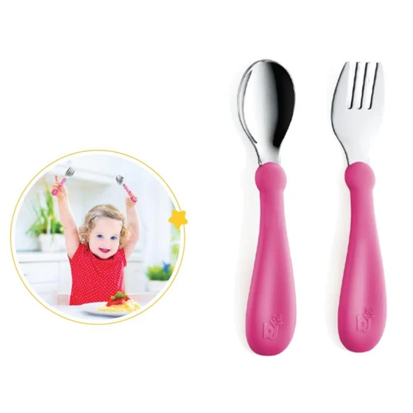 Paslanmaz Çelik Çatal Kaşık Seti 522 Pembe ürün görseli 1
