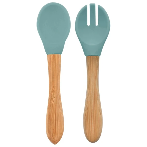 Mama Kaşığı ve Çatal Seti Aqua Green ürün görseli 1