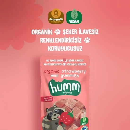 Organik Çilekli Glutensiz Vegan Mini Küpler 30 Gr ürün görseli 1