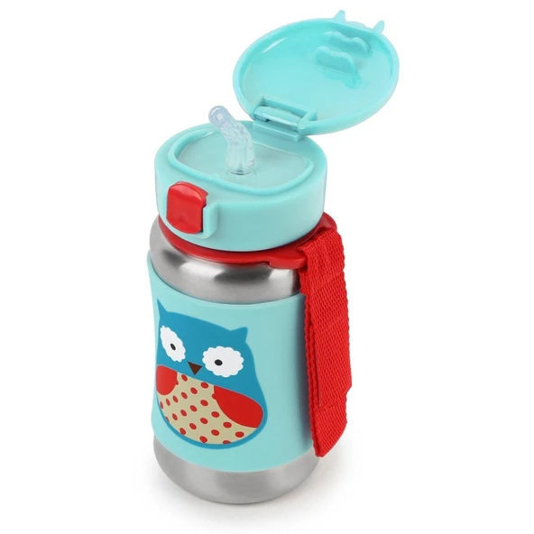 Zoo Pipetli Paslanmaz Çelik Suluk 350 ml Baykuş ürün görseli 1