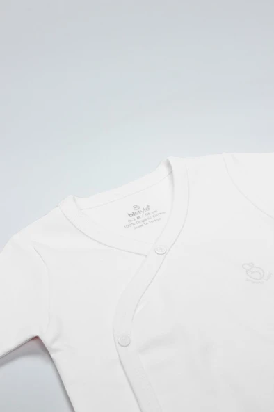 Organik Natural Basic Style Kruvaze Uzun Kol Body BS17102 Beyaz ürün görseli 1