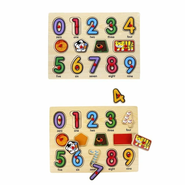 130444 Ahşap Raptiyeli Puzzle Saat - Resim 2