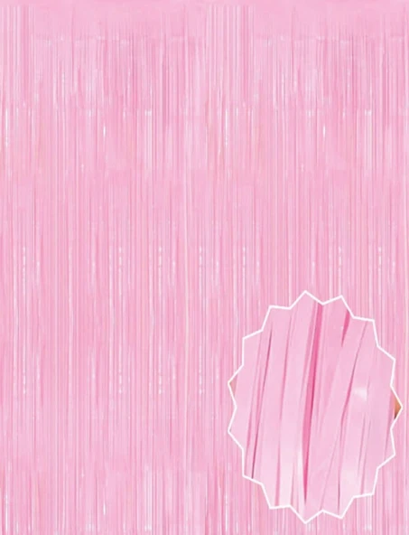 Soft Pembe Püsküllü Kapı Perdesi - Parti, Baby Shower, Cinsiyet Partisi 1x2 m ürün görseli 1
