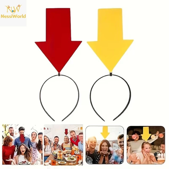 Kişiselleştirilebilir Ok İşaretli Mesaj Tacı (2’li Set Sarı-Kırmızı) ürün görseli 1